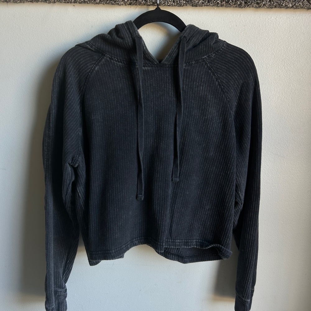 Mono B Charcoal Ribbed Hoodie